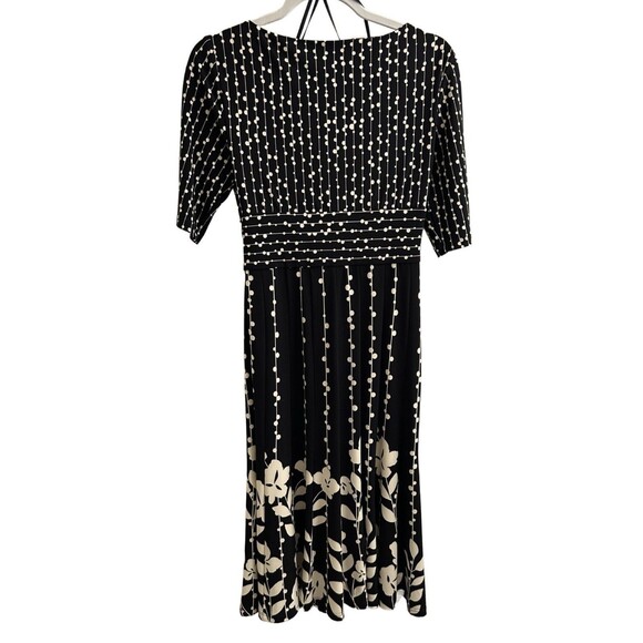 Jones New York  Women’s Black White Floral Ruched Dress Midi Sz 6 Party Office - Picture 2 of 10